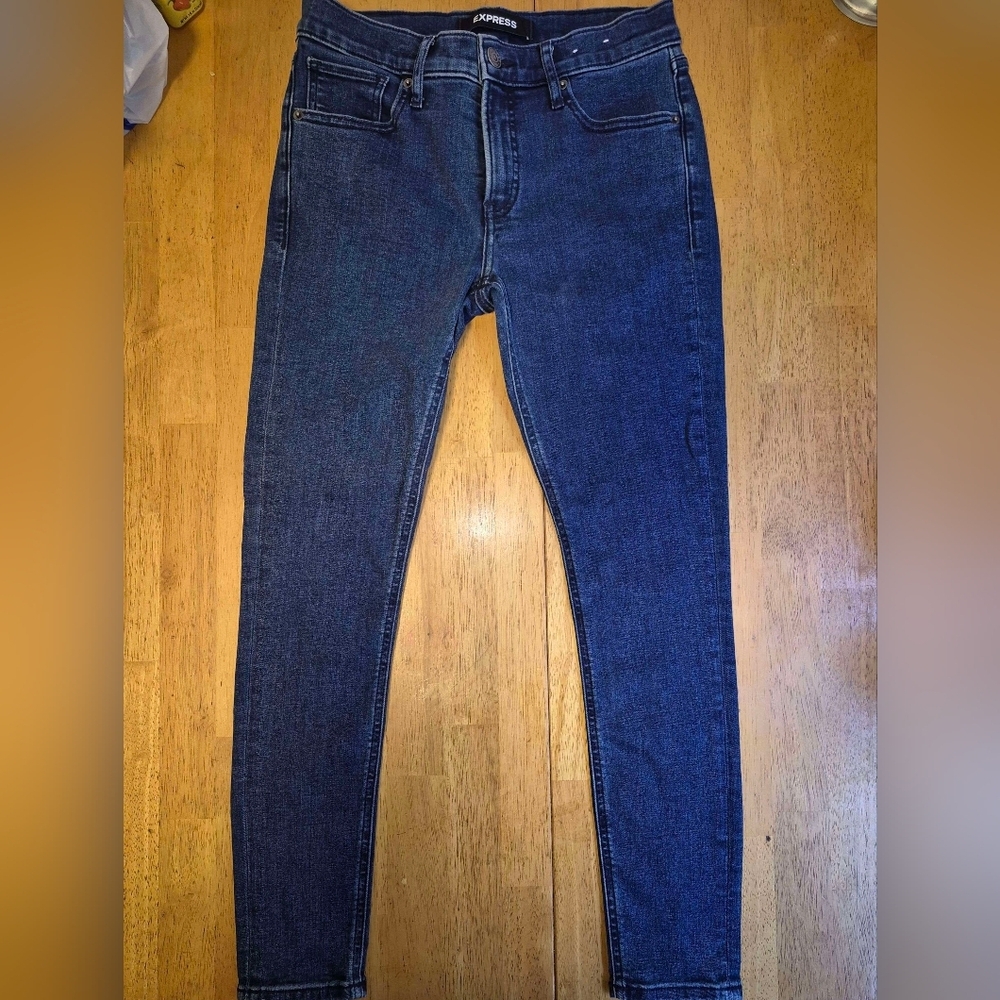 Express Women's Skinny Jeans - Dark Blue